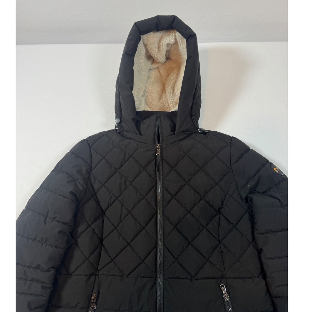 HFX Outdoors Puffer Jacket Womens Medium Black Quilted Water Resistant Hooded - Picture 4 of 10